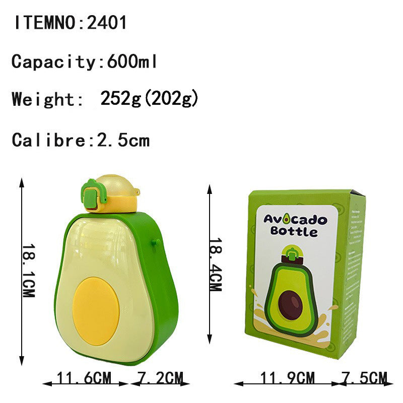 Women's Avocado Water Bottle with Leak-proof Lid and Integrated Carry Strap Kalsten