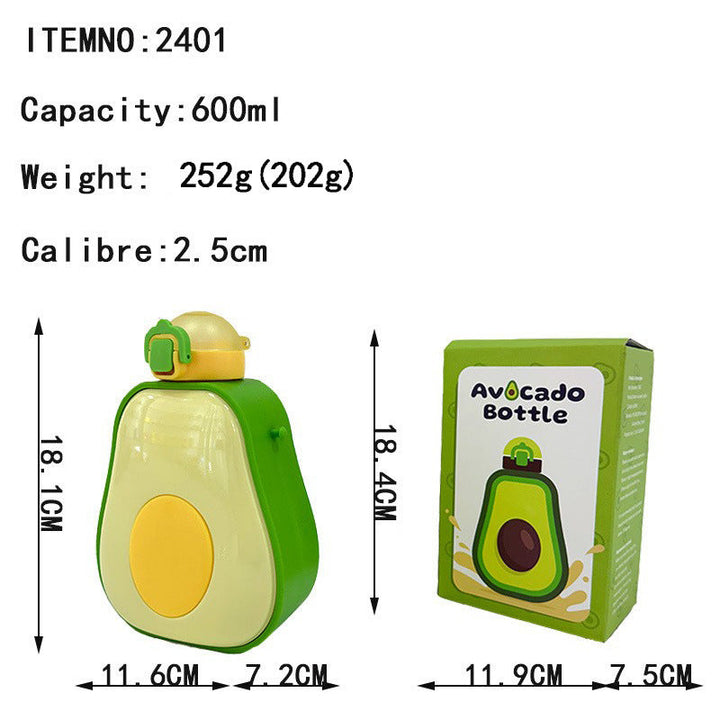 Women's Avocado Water Bottle with Leak-proof Lid and Integrated Carry Strap Kalsten