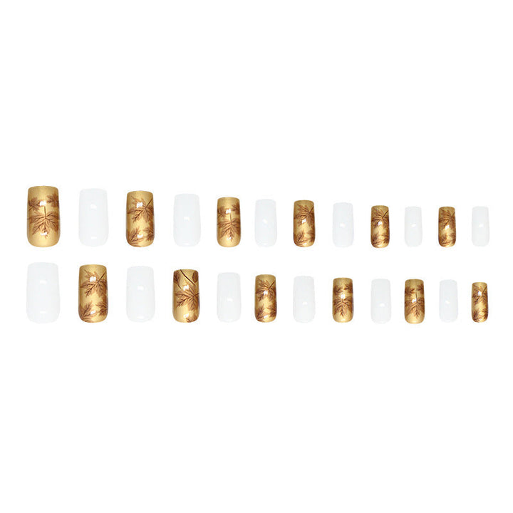 Luxury Metallic Leaf Design Press-On Nail Tips Kalsten