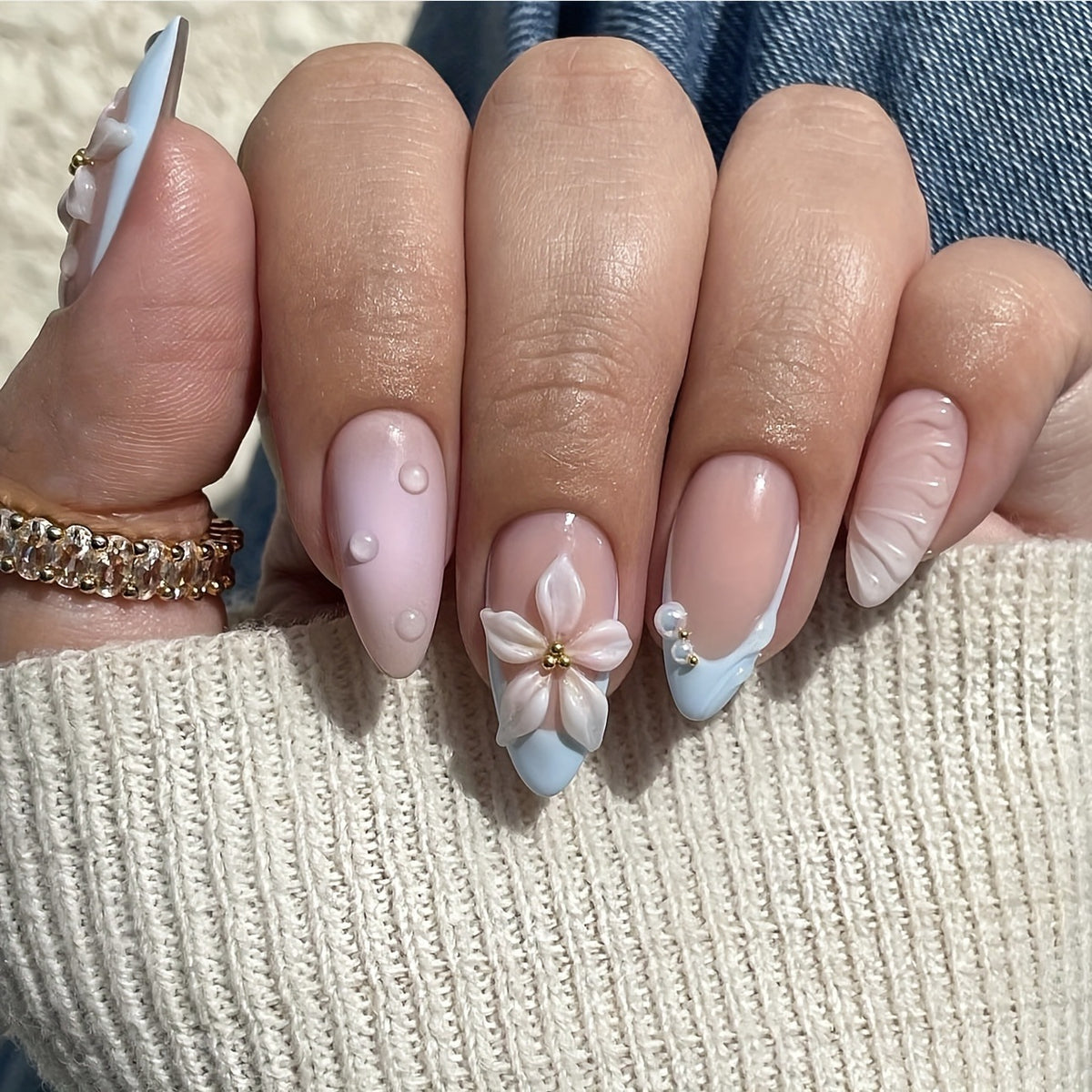 Artistic Floral Nail Enhancements Acalora