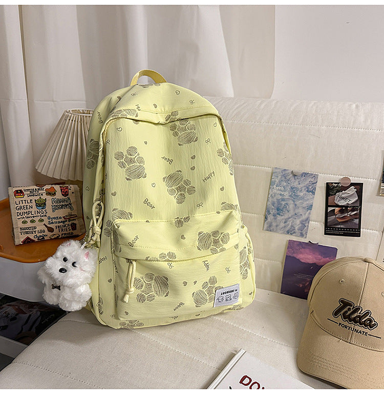 Cute Patterned Canvas School Backpack
