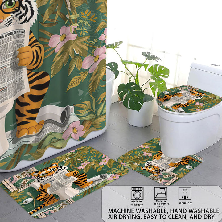 Artistic High-Definition Leopard and Rose-Themed Bathroom Décor Set Kalsten