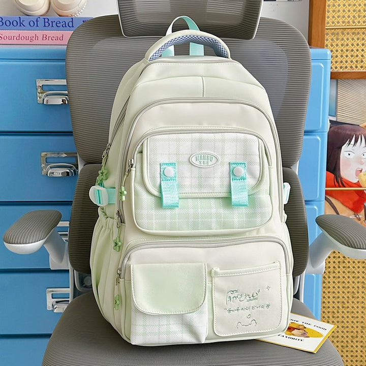 Checked Patterned School Backpack