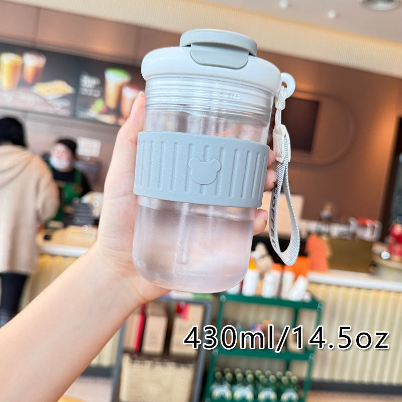 Women insulated drinking bottle with non-slip silicone ring and integrated straw Kalsten