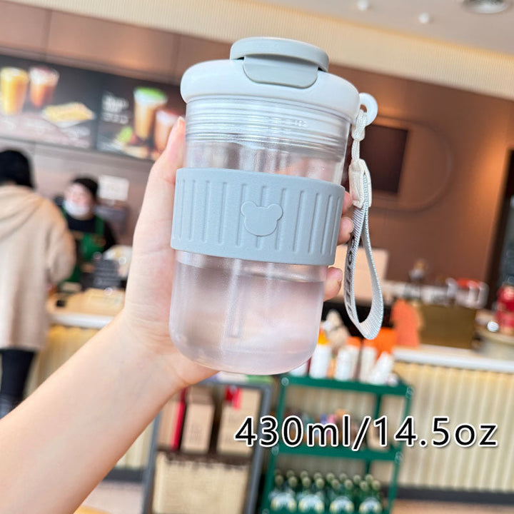Women insulated drinking bottle with non-slip silicone ring and integrated straw Kalsten