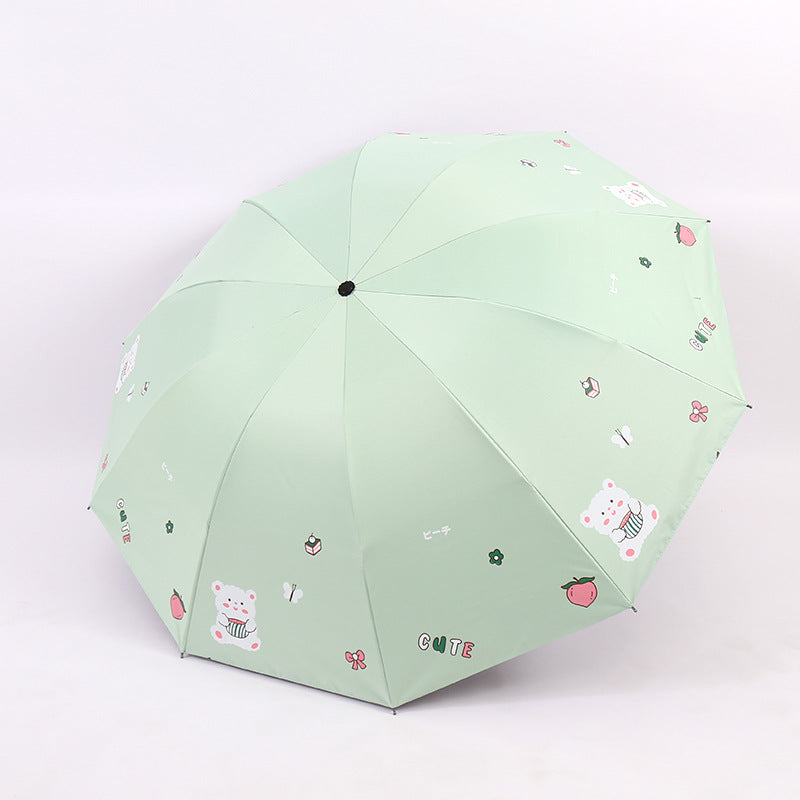 Women's Folding Umbrella with Playful Bear Design Kalsten