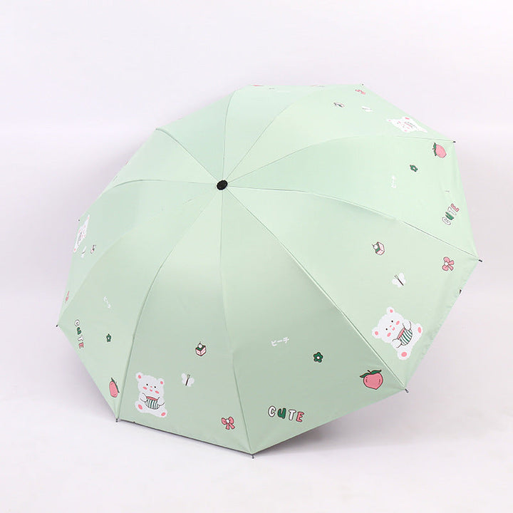 Women's Folding Umbrella with Playful Bear Design Kalsten