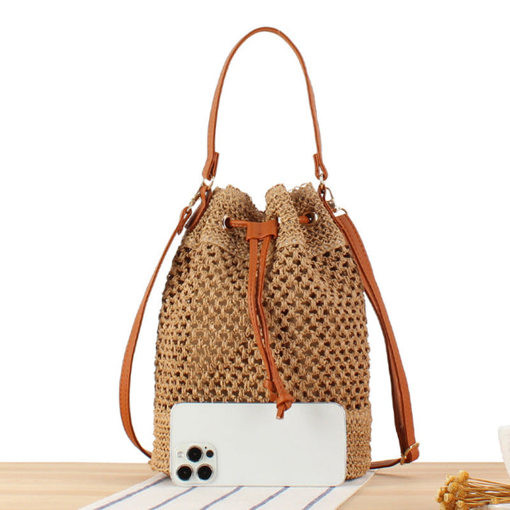 Braided Bucket Bag Made of Natural Material Kalsten
