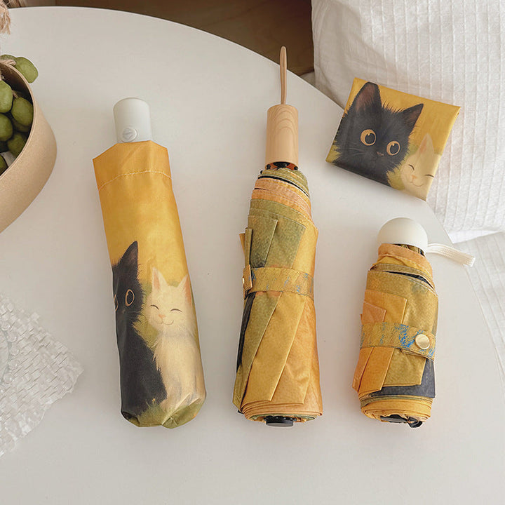Women's Automatic Umbrella with Unique Cat Design Kalsten