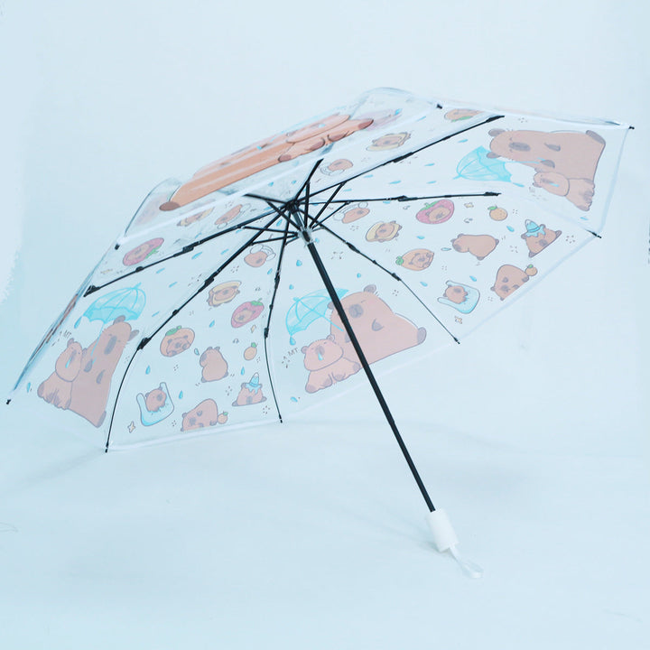 Women Folding Umbrella with Unique Cartoon Bear Design Kalsten