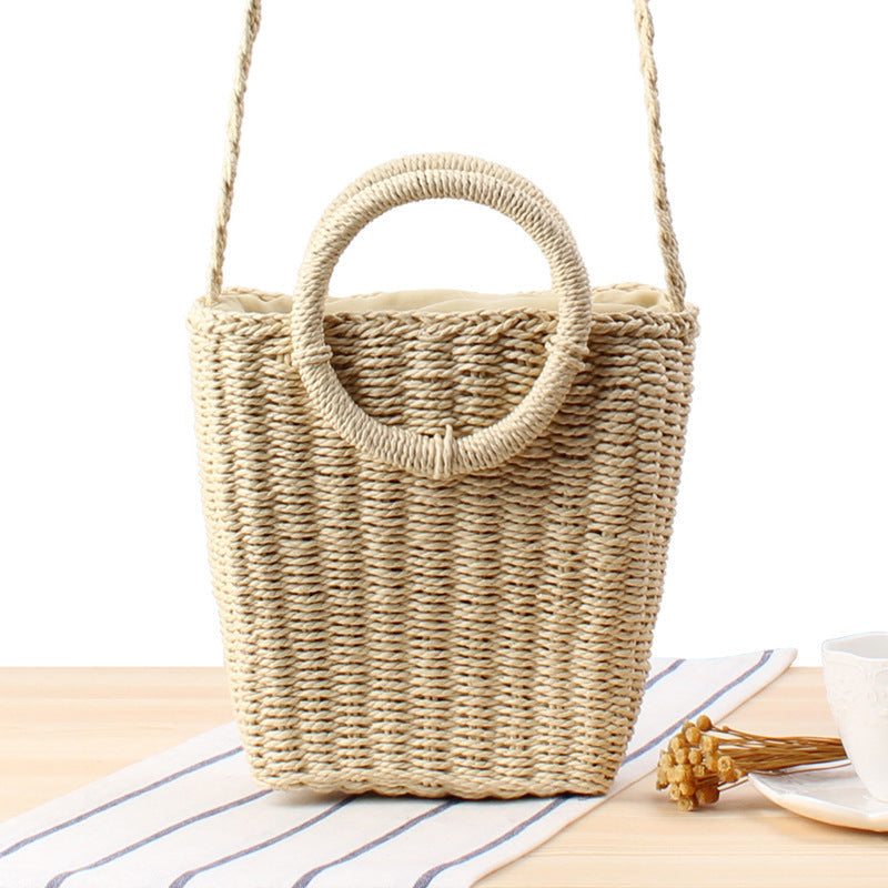 Handbag Made of Braided Natural Material with Round Handle Kalsten