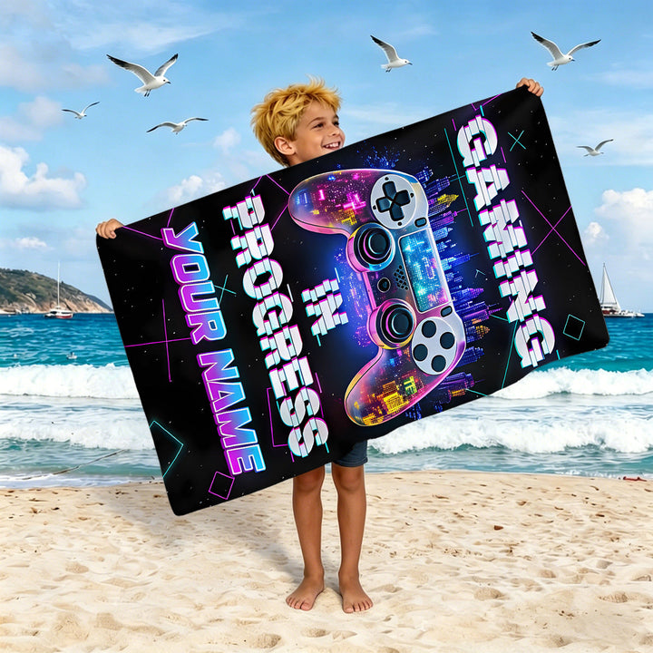 Boys beach towel with game console motif Kalsten