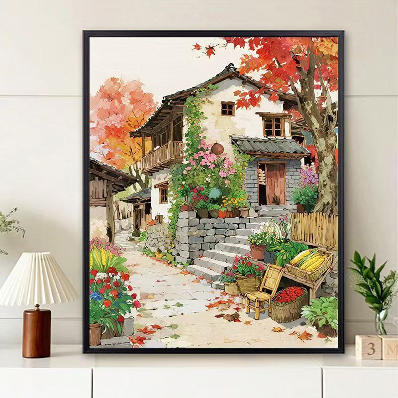 Scenic Village Landscape Art Print Kalsten