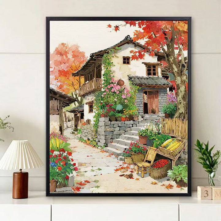 Scenic Village Landscape Art Print Kalsten
