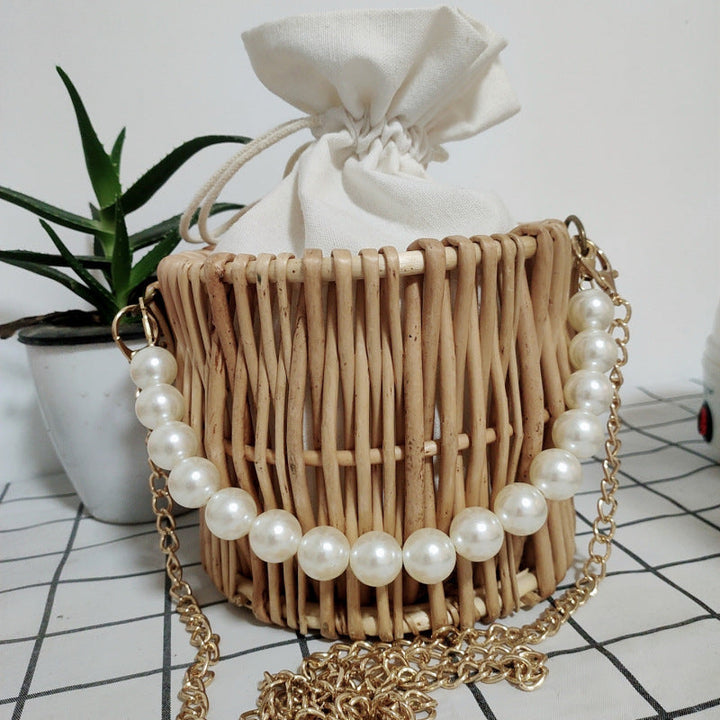 Women's basket bag with pearl jewelry closure Kalsten