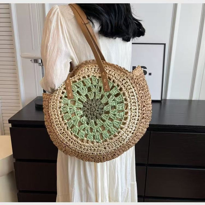 Handcrafted basket crossbody bag with decorative flower pattern Kalsten