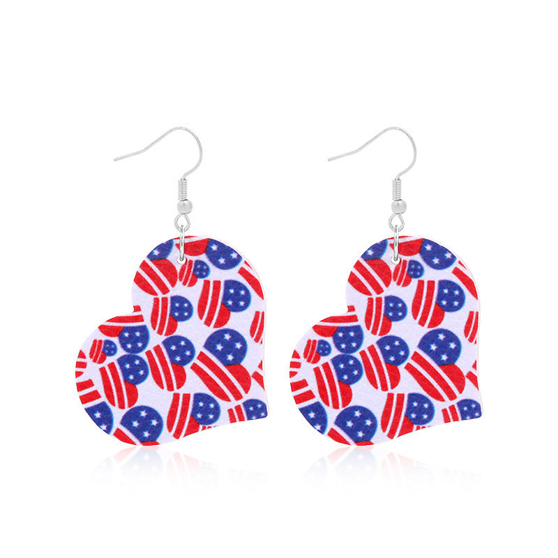 Women's lightweight drop earrings with stars-and-stripes design made of vegan leather Kalsten