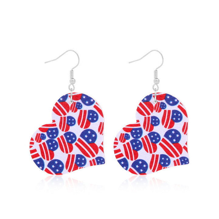 Women's lightweight drop earrings with stars-and-stripes design made of vegan leather Kalsten