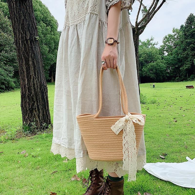 Elegant Bast Handbag with Lace Accent Kalsten