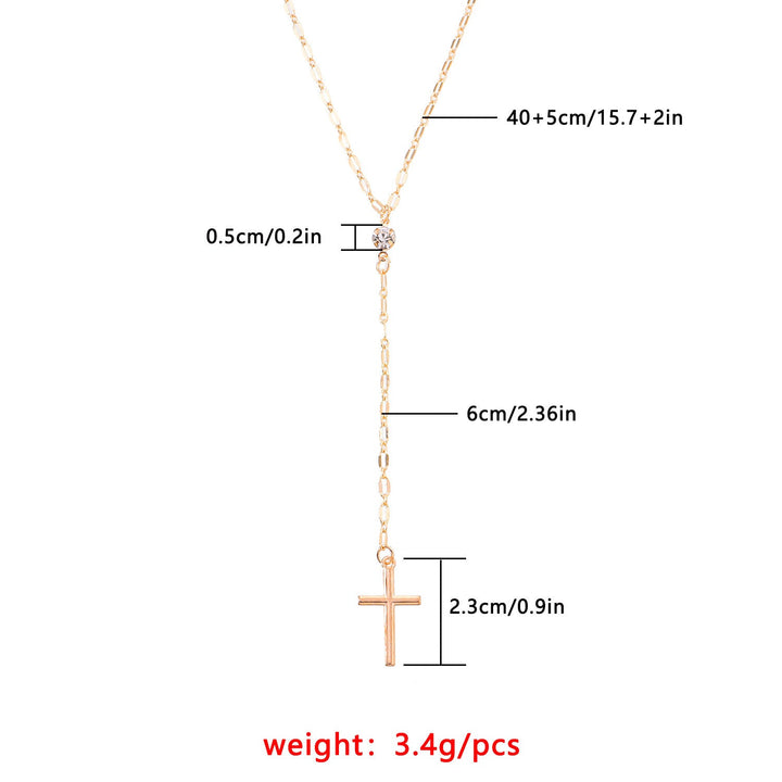 Dainty Cross Lariat Necklace Kalsten