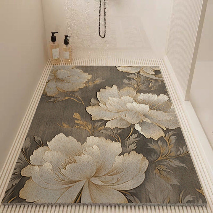 Elegant Floral Pattern Bath Mat Kalsten