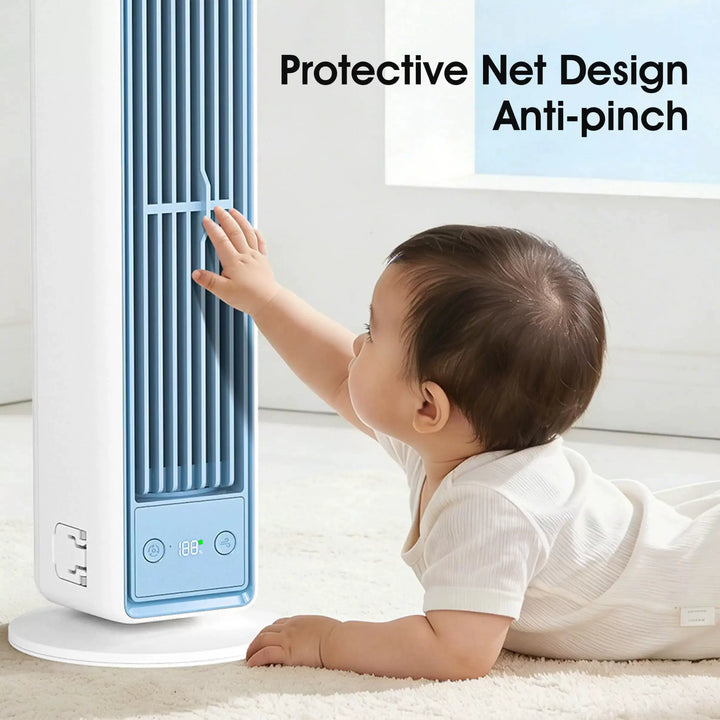 Unisex one-size slim vertical personal air circulator with remote control adjustable louvers whisper-quiet DC motor Kalsten