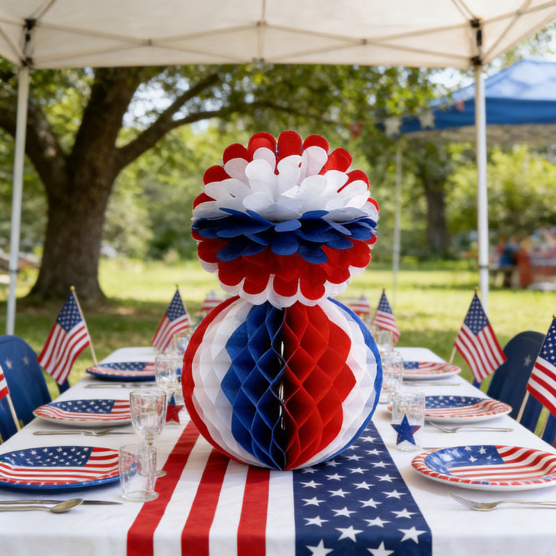 Unisex nan patriotic honeycomb paper hanging party decorations set with assorted three-dimensional shapes Kalsten
