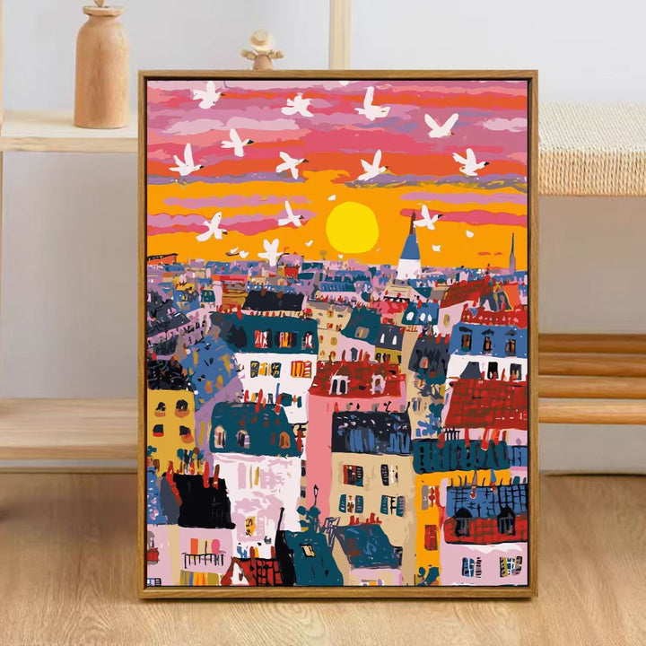 Colorful City Skyline Art Print Kalsten