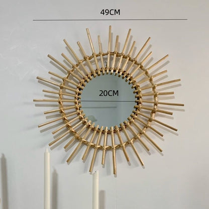 More Elegant Round Wall Mirror Made of Natural Rattan Acalora