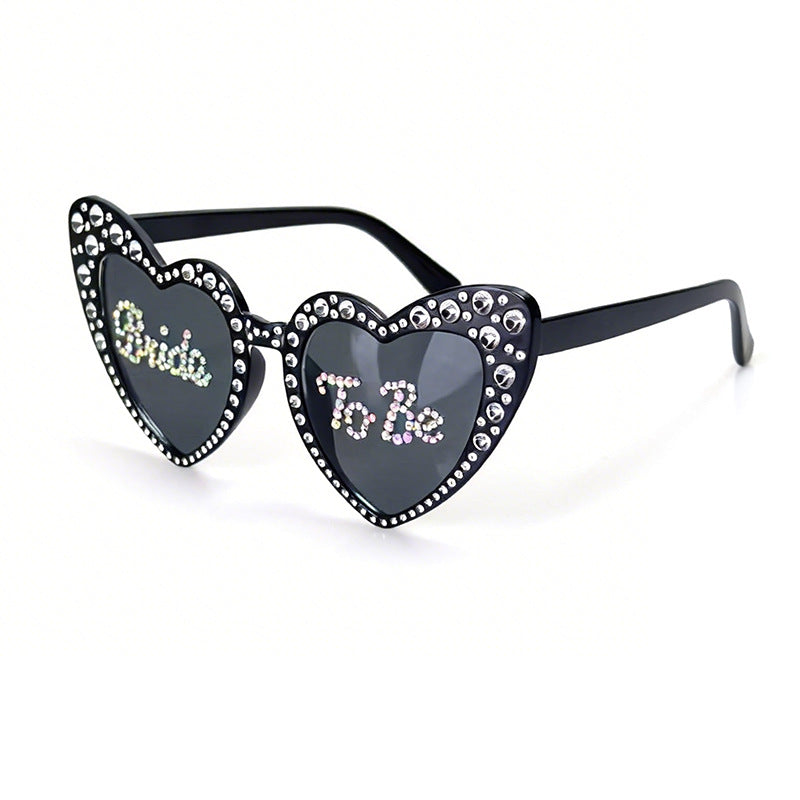 Rhinestone-Accented Heart-Shaped Sunglasses Kalsten