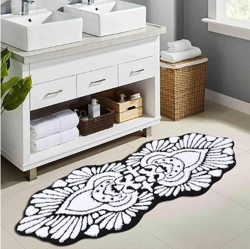 Plush Leaf-Design Bath Mat Acalora