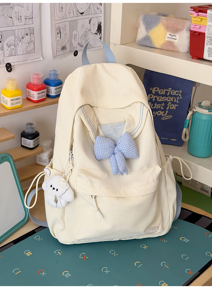 Casual Bow-Detail School Backpack