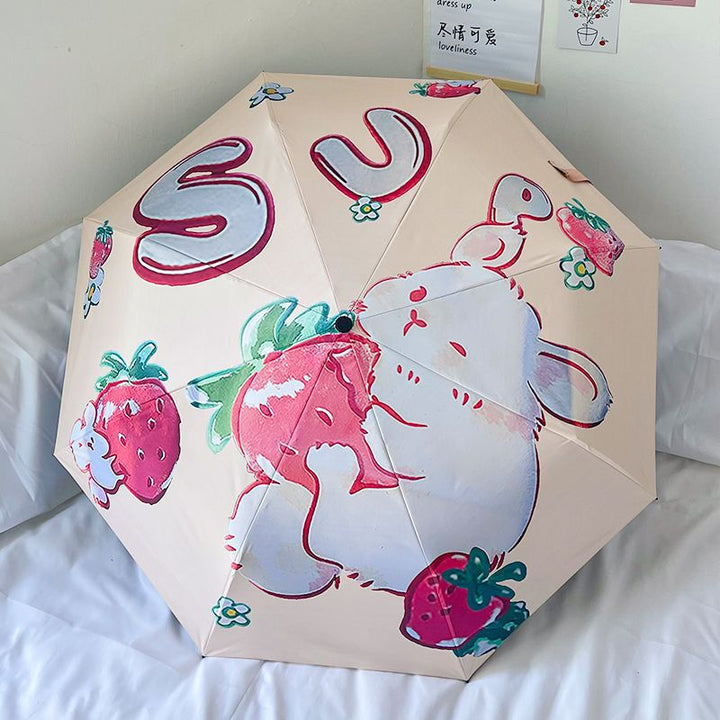 Ladies folding umbrella with cheerful strawberry motif Kalsten