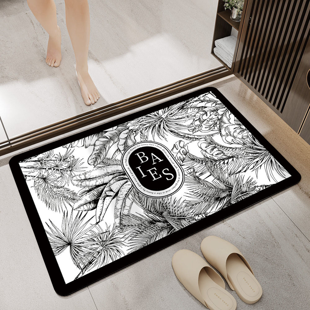 Floral Design Absorbent Bathroom Mat Acalora