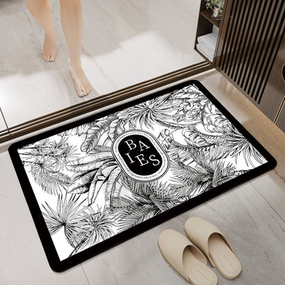 Floral Design Absorbent Bathroom Mat Acalora