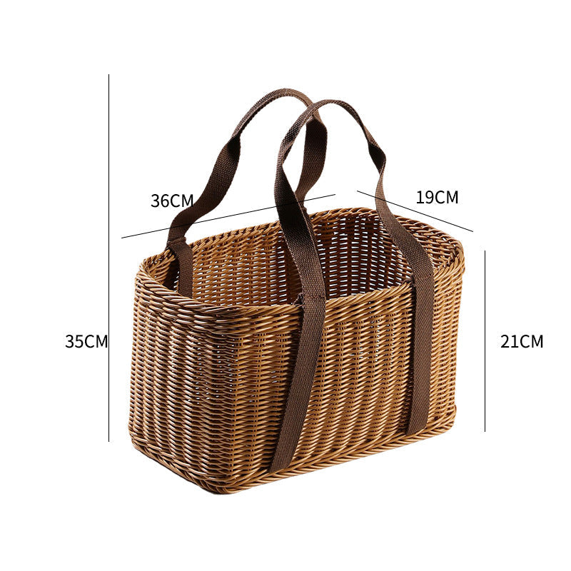 Unisex Handwoven Shopping Basket with Two Handles Kalsten