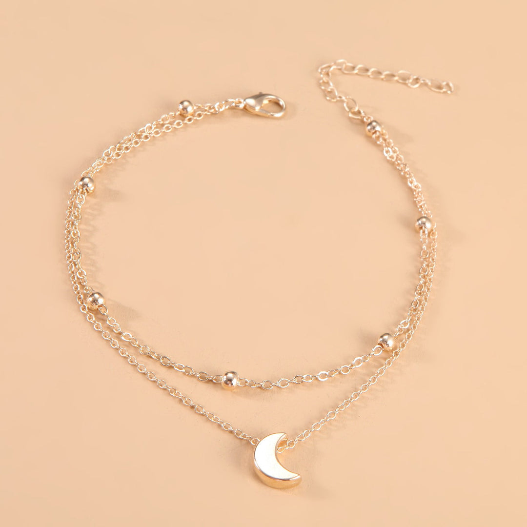 Double Layered Moon Charm Anklet Kalsten