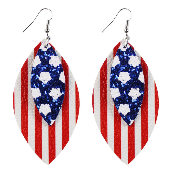 Women's nan teardrop-shaped faux leather earrings with star and stripe print Kalsten