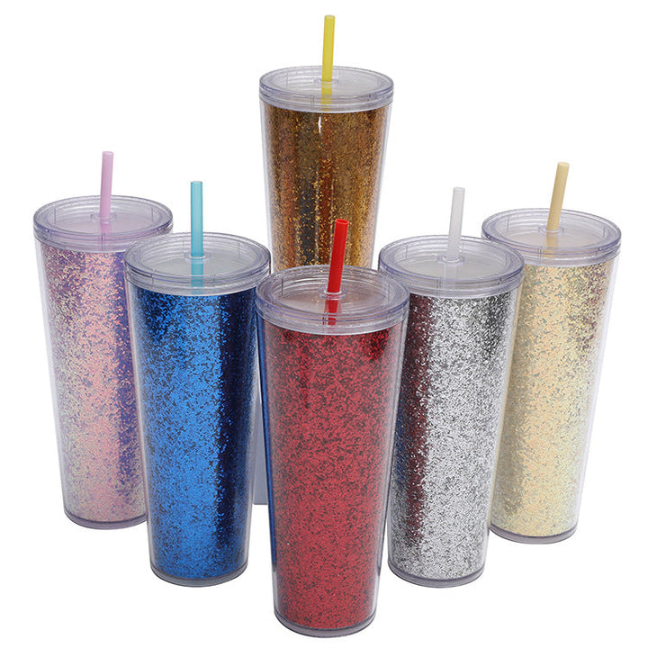 Ladies Glittering Drinking Cups with Straw Kalsten