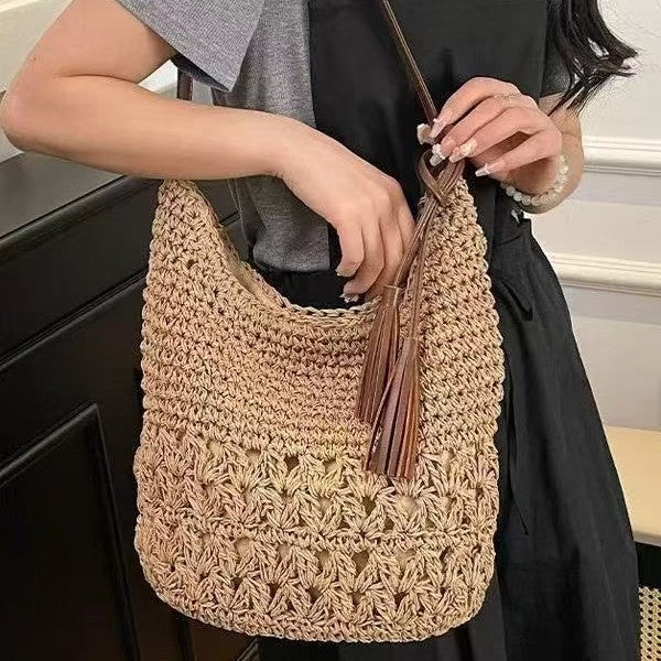 Macrame Crossbody Bag with Tassel Details Kalsten
