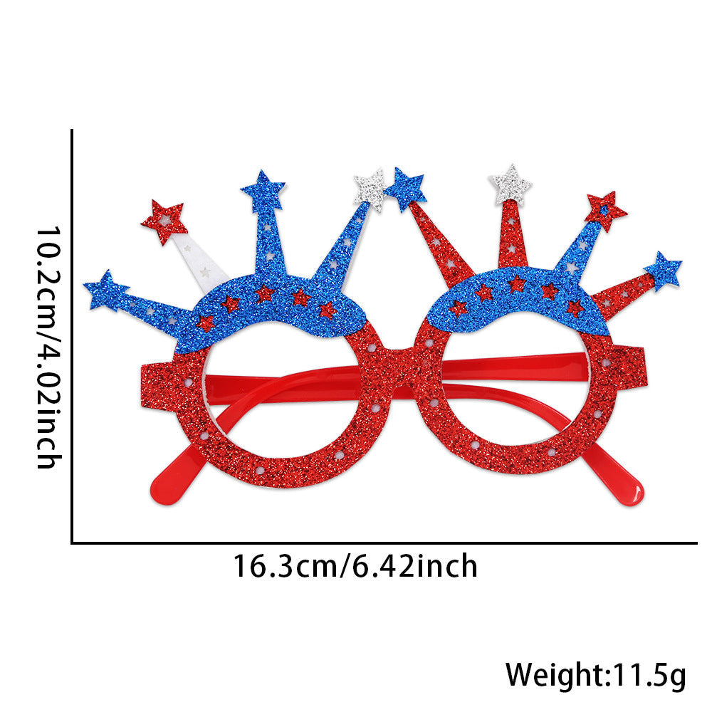 Unisex nan patriotic glitter novelty party glasses with USA letter topper Kalsten