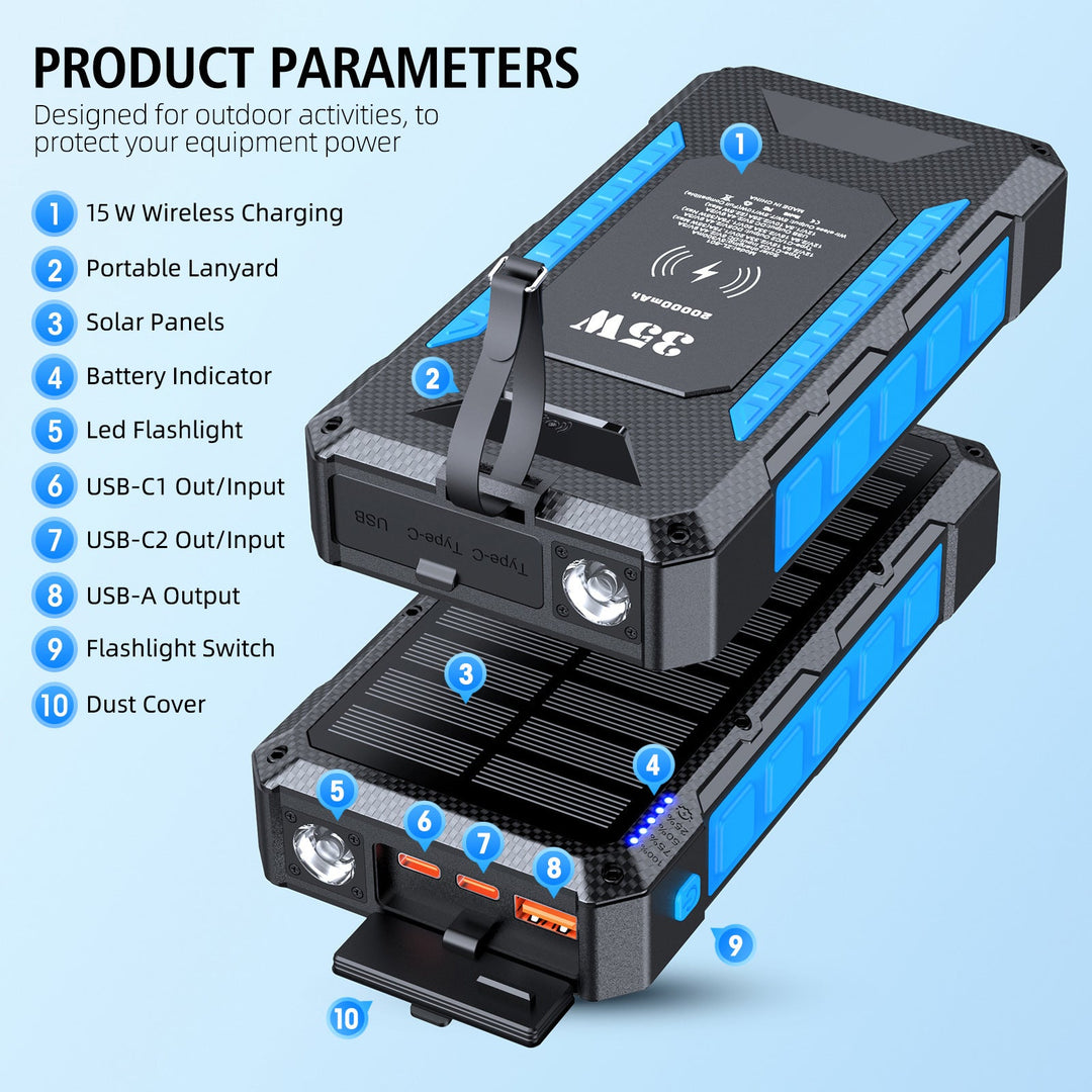 Solar Powerbank with Fast Charging Function and Integrated Flashlight Kalsten