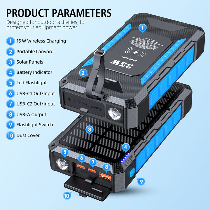 Solar Powerbank with Fast Charging Function and Integrated Flashlight Kalsten
