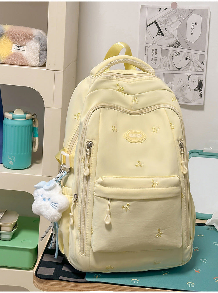 Embroidered Multi-Compartment Casual School Backpack