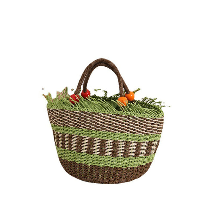 Handmade basket bag with cheerful garden design Kalsten