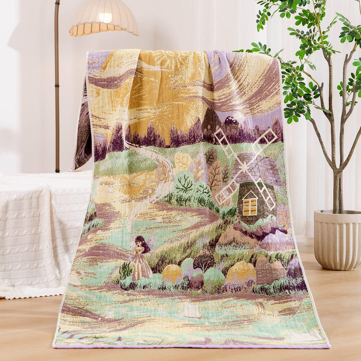 Women's throw blanket with enchanting landscape motif Kalsten