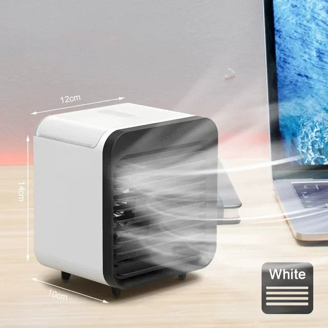 Unisex one size ultra-compact personal microclimate cooling cube for the desk with refillable water tank adjustable air guide vanes whisper-quiet USB-powered fan Kalsten