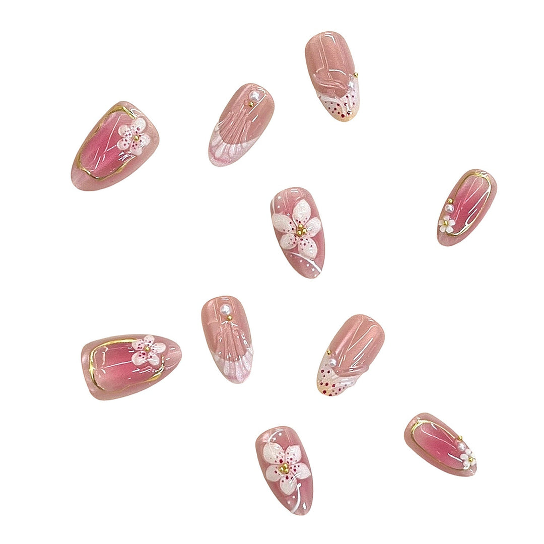 Detailed Floral Design Press-On Nail Set Kalsten
