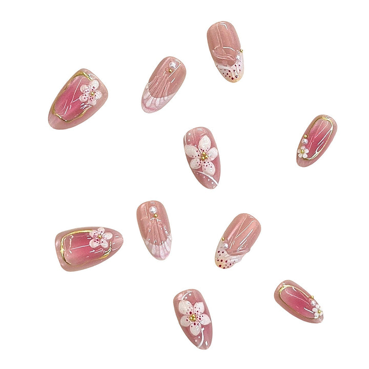 Detailed Floral Design Press-On Nail Set Kalsten