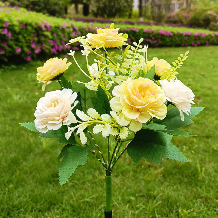 Solar-Powered Realistic Peony Garden Stake With Integrated Warm LED And Weatherproof Base Kalsten